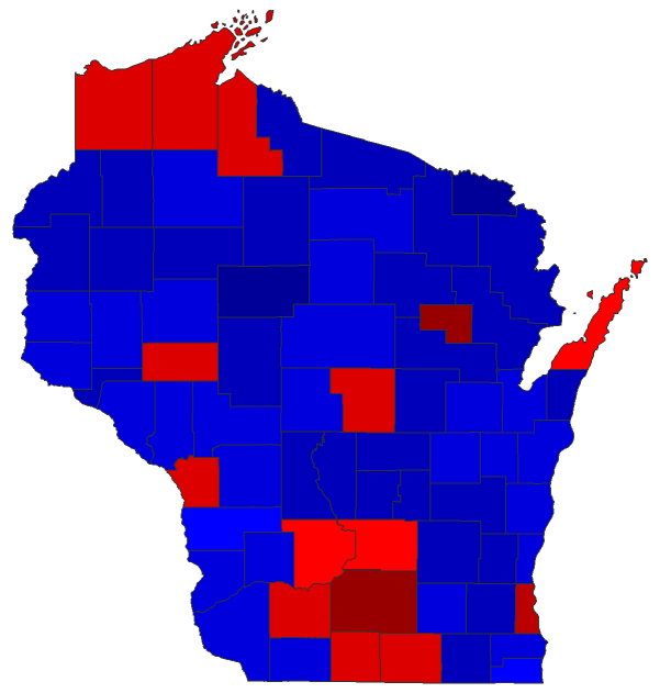 2022 Secretary of State General Election - Wisconsin Election County Map