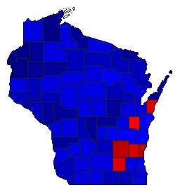 1902 Wisconsin County Map of General Election Results for State Treasurer