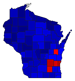 1906 Wisconsin County Map of General Election Results for State Treasurer