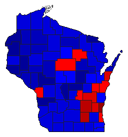 1912 Wisconsin County Map of General Election Results for State Treasurer
