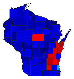 1914 Wisconsin County Map of General Election Results for State Treasurer