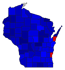 1916 Wisconsin County Map of General Election Results for State Treasurer