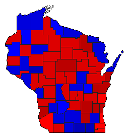 1932 Wisconsin County Map of General Election Results for State Treasurer