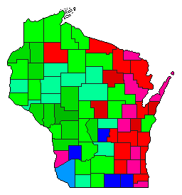 1934 Wisconsin County Map of General Election Results for State Treasurer