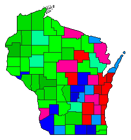 1936 Wisconsin County Map of General Election Results for State Treasurer