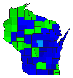 1938 Wisconsin County Map of General Election Results for State Treasurer