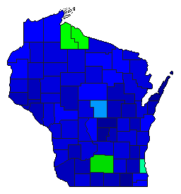 1940 Wisconsin County Map of General Election Results for State Treasurer