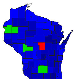 1942 Wisconsin County Map of General Election Results for State Treasurer