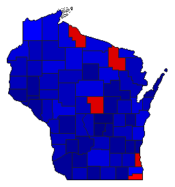 1944 Wisconsin County Map of General Election Results for State Treasurer