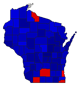 1950 Wisconsin County Map of General Election Results for State Treasurer