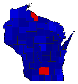 1952 Wisconsin County Map of General Election Results for State Treasurer