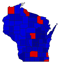 1956 Wisconsin County Map of General Election Results for State Treasurer
