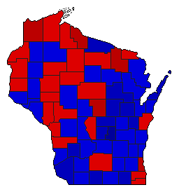 1958 Wisconsin County Map of General Election Results for State Treasurer
