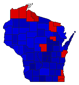 1962 Wisconsin County Map of General Election Results for State Treasurer