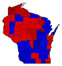 1970 Wisconsin County Map of General Election Results for State Treasurer