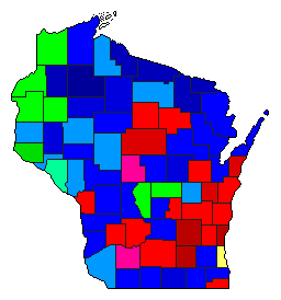 1910 Wisconsin County Map of General Election Results for Attorney General
