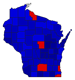 1950 Wisconsin County Map of General Election Results for Attorney General