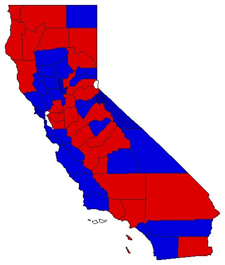 1958 California County Map of General Election Results for Controller