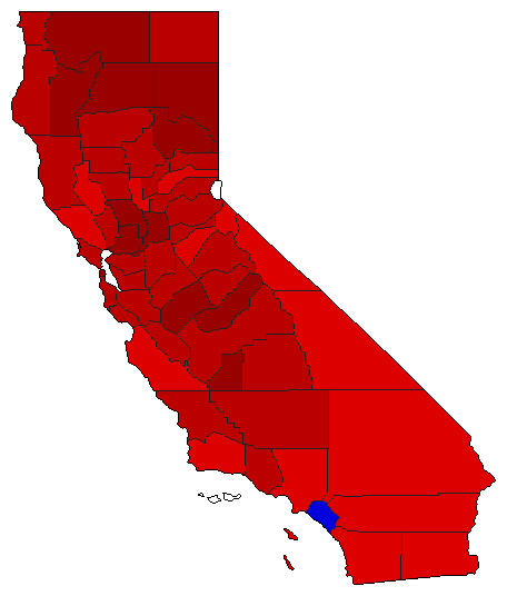 1962 California County Map of General Election Results for Controller