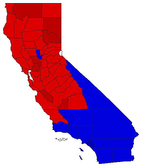 1966 California County Map of General Election Results for Controller
