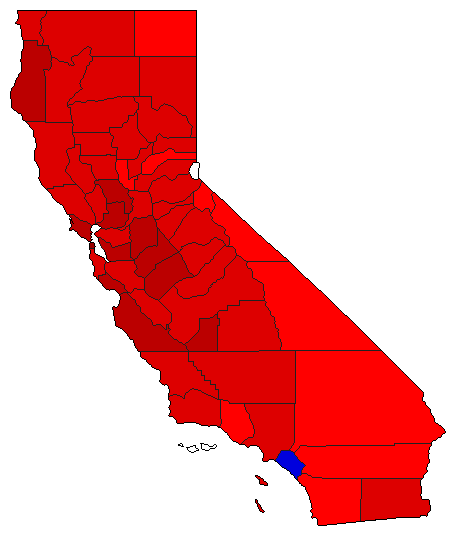 1990 California County Map of General Election Results for Controller
