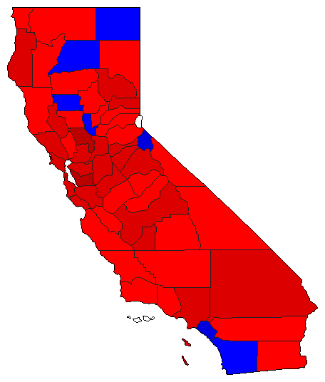 1990 California County Map of General Election Results for Insurance Commissioner