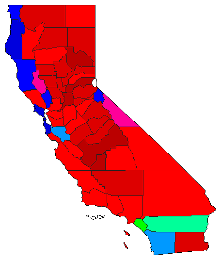 1932 California County Map of General Election Results for Senator