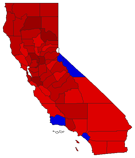 1958 California County Map of General Election Results for Governor