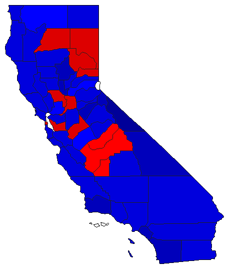 1970 California County Map of General Election Results for Governor