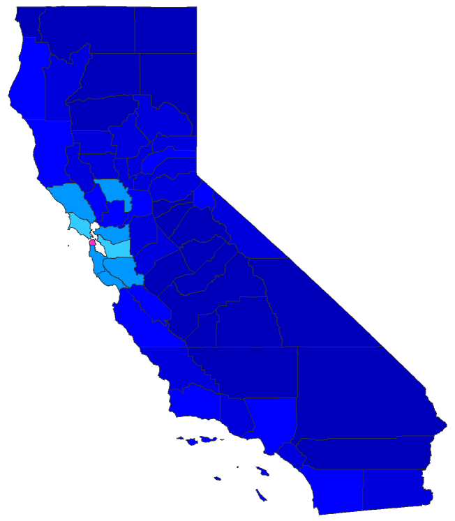 2021 Gubernatorial General Election - California Election County Map