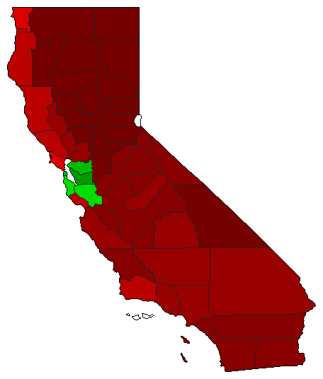 1908 California County Map of General Election Results for Referendum