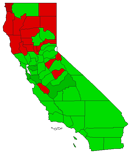 1990 California County Map of General Election Results for Referendum