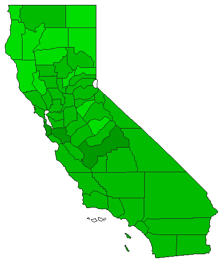 1990 California County Map of General Election Results for Referendum