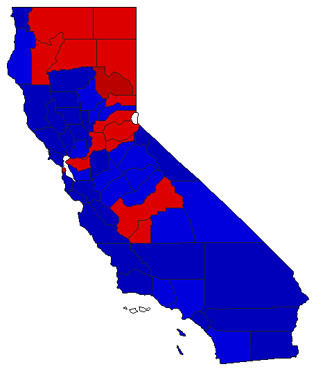 1946 California County Map of General Election Results for Lt. Governor