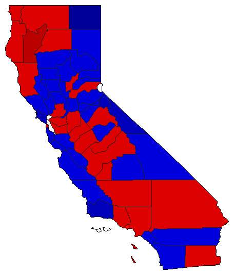 1958 California County Map of General Election Results for Lt. Governor