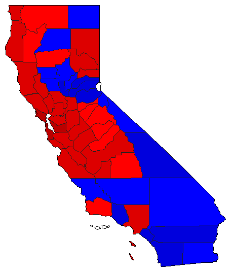 1990 California County Map of General Election Results for Lt. Governor