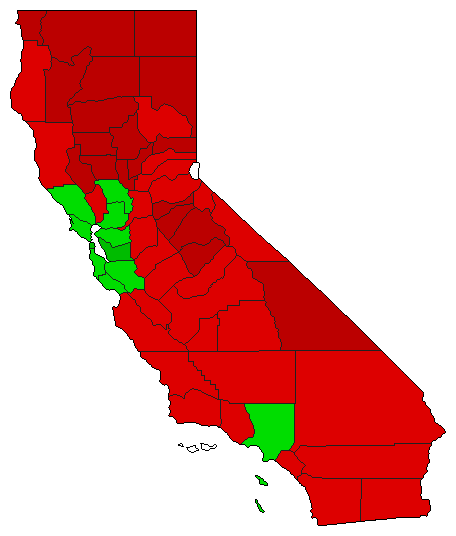 1988 California County Map of General Election Results for Initiative