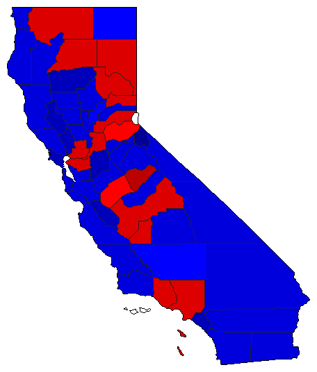 1942 California County Map of General Election Results for Secretary of State