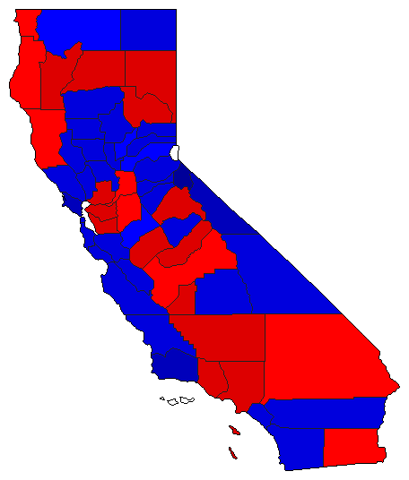 1958 California County Map of General Election Results for Secretary of State