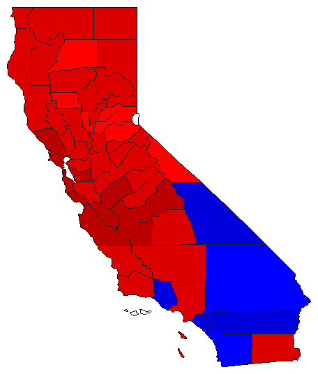 1990 California County Map of General Election Results for Secretary of State