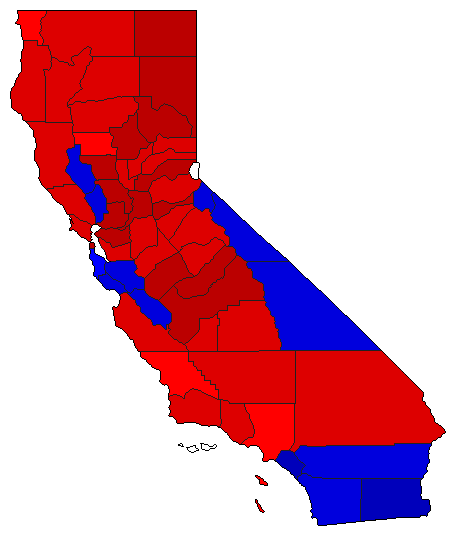 1950 California County Map of General Election Results for Attorney General