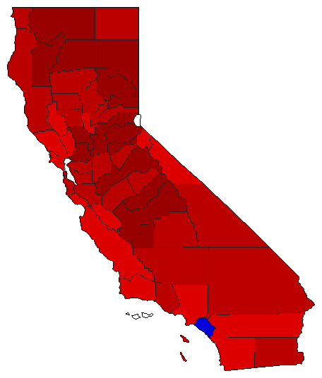 1958 California County Map of General Election Results for Attorney General