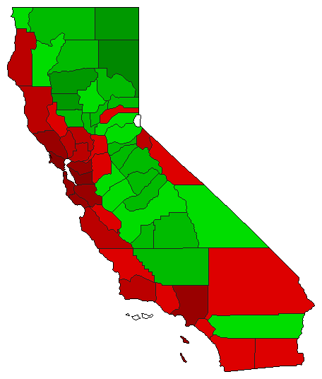 2021 California County Map of General Election Election Results for Governor