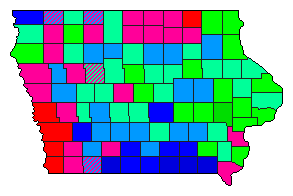 2008 Iowa County Map of Democratic Primary Election Results for President