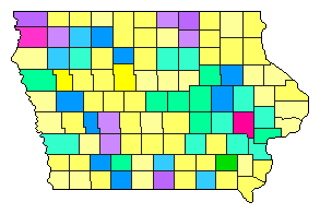 2020 Iowa County Map of Democratic Primary Election Results for President