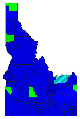 2020 Idaho County Map of Democratic Primary Election Results for President