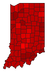 1992 Indiana County Map of Democratic Primary Election Results for President