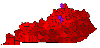 1992 Kentucky County Map of Democratic Primary Election Results for President