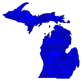 2020 Michigan County Map of Democratic Primary Election Results for President