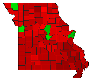 2008 Missouri County Map of Democratic Primary Election Results for President